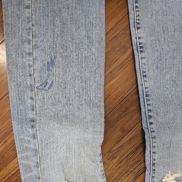 VINTAGE junior's LEVI'S #513 slouch boot cut JEANS distressed IMPRINTED DESIGN - Picture 8 of 16